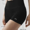 4" Bezszwowe szorty z modalu z prążkowanym wykończeniem i High-Waist – czarne
