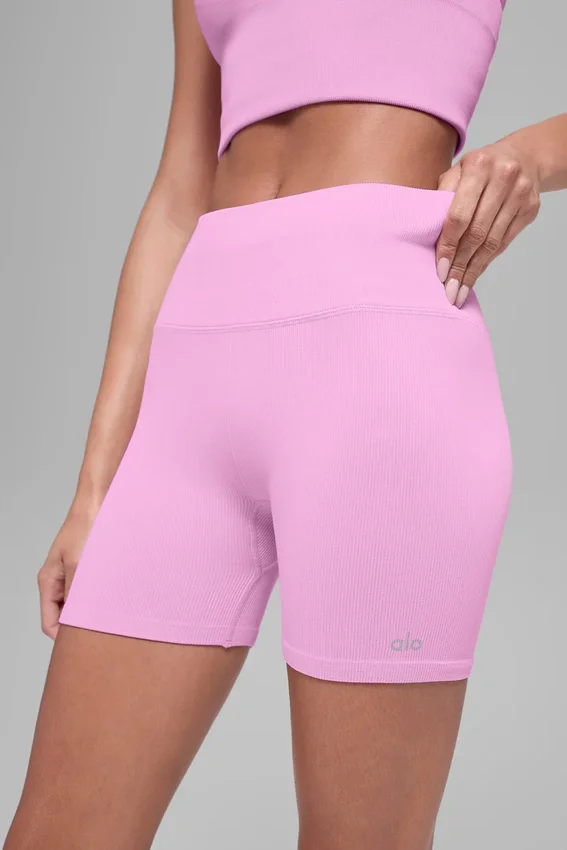 5" Bezszwowe, prążkowane szorty Favorite – Candy Heart Pink