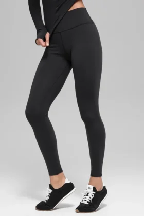 Airbrush Winter Warm High-Waist Nocturne Legginsy – czarne