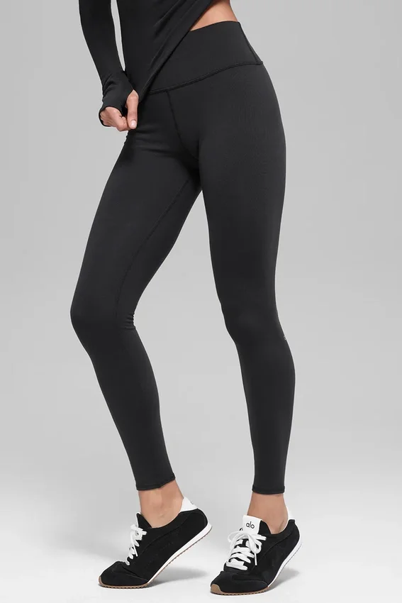 Airbrush Winter Warm High-Waist Nocturne Legginsy – czarne