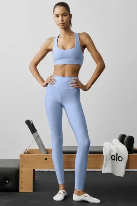 Airlift Legging z High-Waist, długość 7/8 – jasnoniebieski Provence
