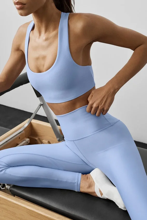 Airlift Legging z High-Waist, długość 7/8 – jasnoniebieski Provence
