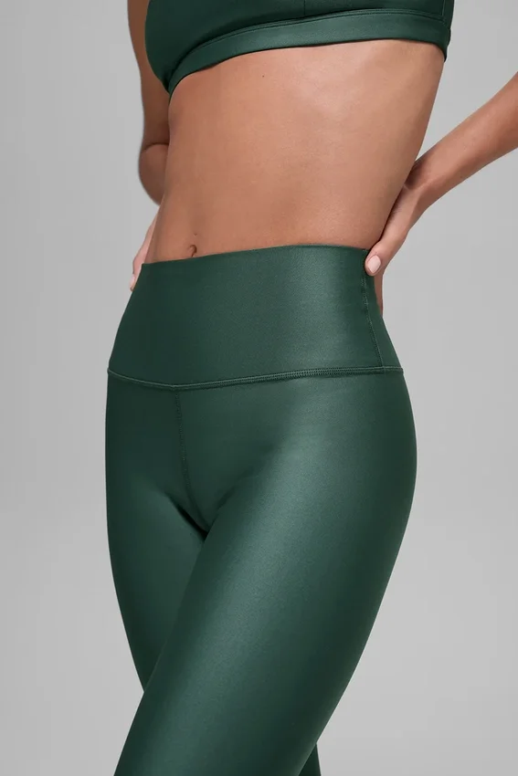 Airlift Legging z High-Waist, długość 7/8 – kolor zielony koniczyny