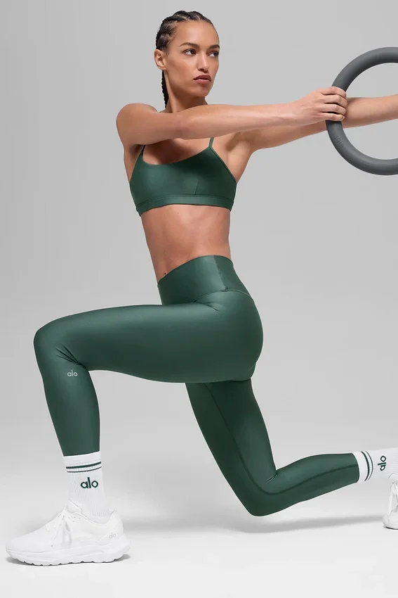 Airlift Legging z High-Waist, długość 7/8 – kolor zielony koniczyny