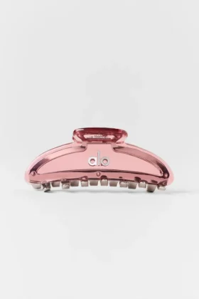Akrylowa spinka typu „claw” z efektem iluzji – Vintage Pink/Chrome
