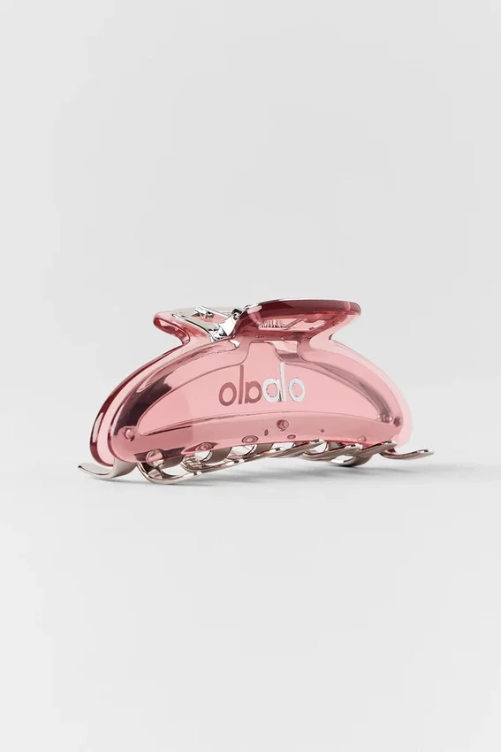 Akrylowa spinka typu „claw” z efektem iluzji – Vintage Pink/Chrome
