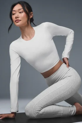 Alosoft Crop Finesse z długim rękawem – biały