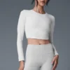 Alosoft Crop Finesse z długim rękawem – biały