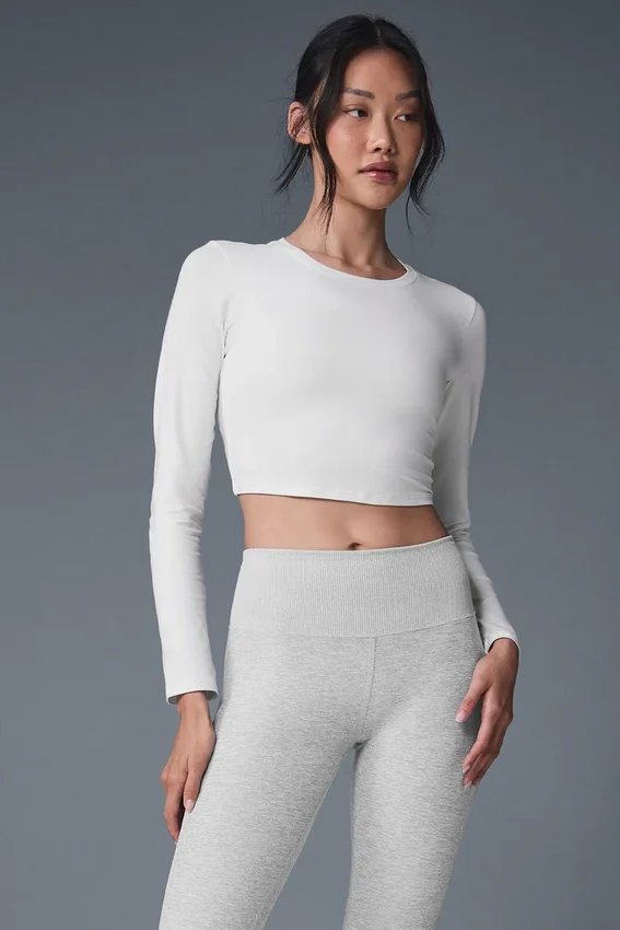 Alosoft Crop Finesse z długim rękawem – biały