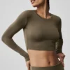 Alosoft Crop Finesse z długim rękawem – Olive Tree