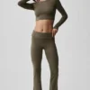 Alosoft Crop Finesse z długim rękawem – Olive Tree