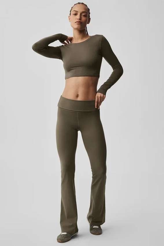 Alosoft Crop Finesse z długim rękawem – Olive Tree