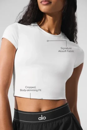 Alosoft Crop Finesse z krótkim rękawem – biały