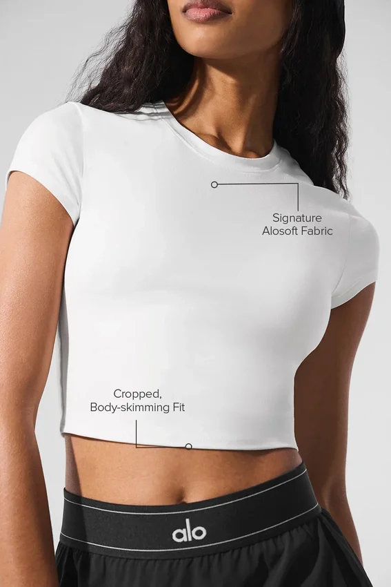 Alosoft Crop Finesse z krótkim rękawem – biały