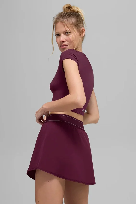 Alosoft Crop Finesse z krótkim rękawem – bordowa