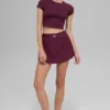 Alosoft Crop Finesse z krótkim rękawem – bordowa