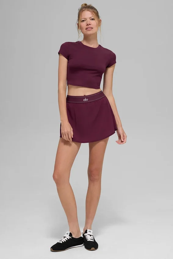 Alosoft Crop Finesse z krótkim rękawem – bordowa