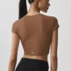 Alosoft Crop Finesse z krótkim rękawem – brązowy „Sun Kissed”