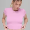 Alosoft Crop Finesse z krótkim rękawem – cukierkowy róż