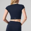 Alosoft Crop Finesse z krótkim rękawem – granatowy
