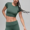 Alosoft Crop Finesse z krótkim rękawem – zielony koniczynowy