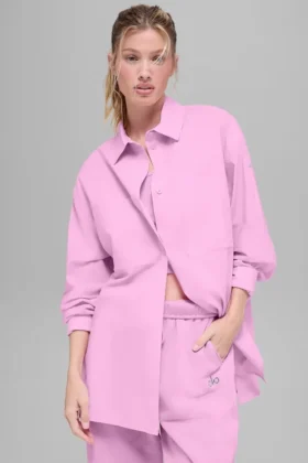 Bawełniana koszula z guzikami i długim rękawem „Real Deal” – kolor Candy Heart Pink