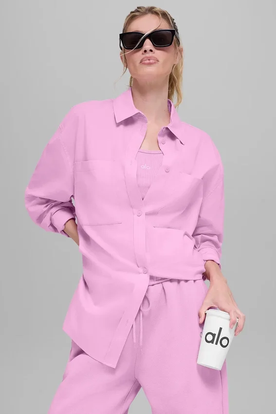 Bawełniana koszula z guzikami i długim rękawem „Real Deal” – kolor Candy Heart Pink