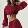 Bawełniana koszulka z krótkim dłuższym rękawem „Real Deal” – kolor Summer Romance Red