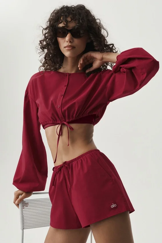 Bawełniana koszulka z krótkim dłuższym rękawem „Real Deal” – kolor Summer Romance Red
