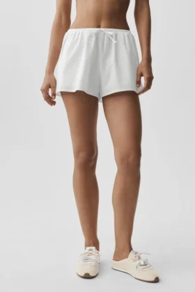 Bawełniane High-Waist Real Deal szorty – białe