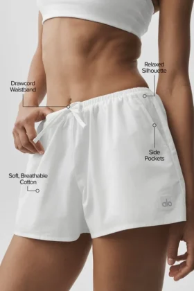 Bawełniane High-Waist Real Deal szorty – białe