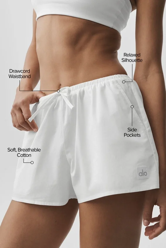 Bawełniane High-Waist Real Deal szorty – białe