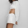 Bawełniane High-Waist Real Deal szorty – białe
