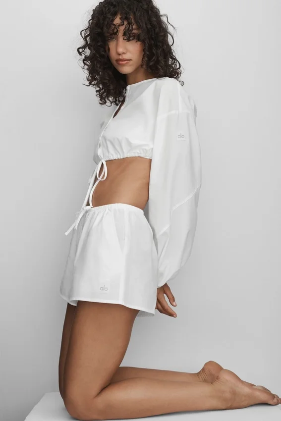 Bawełniane High-Waist Real Deal szorty – białe