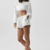 Bawełniane High-Waist Real Deal szorty – białe