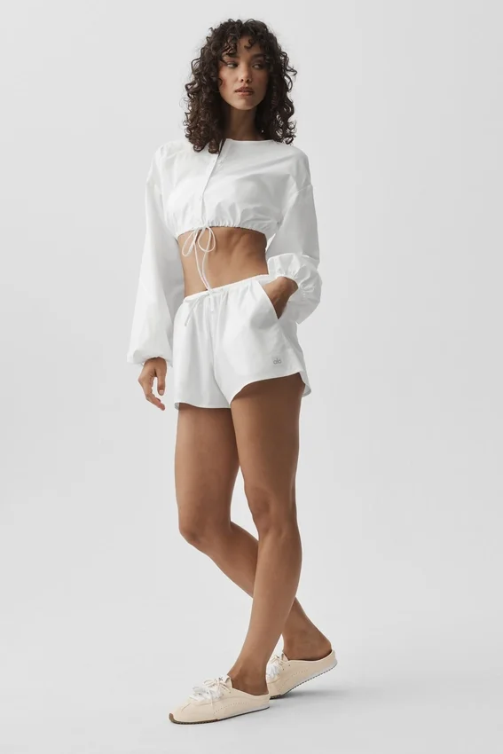 Bawełniane High-Waist Real Deal szorty – białe