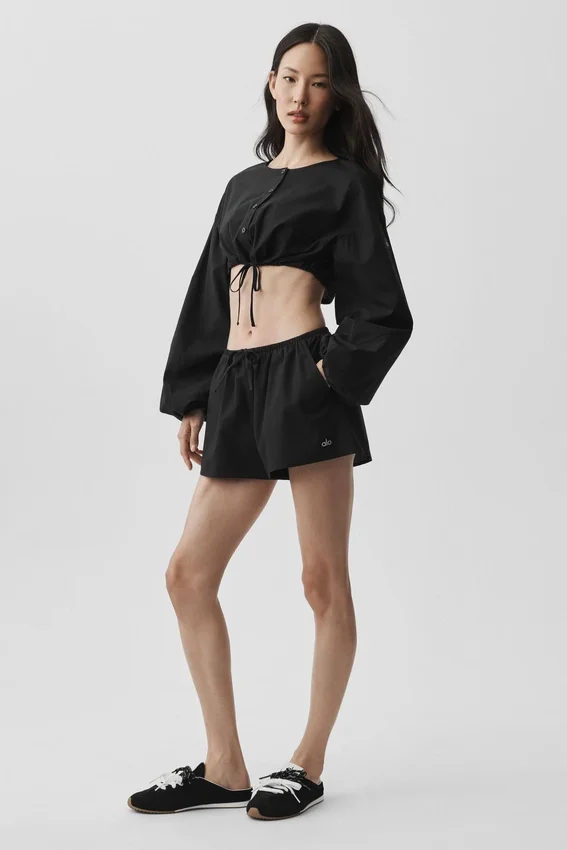 Bawełniane High-Waist szorty „Real Deal” – czarne