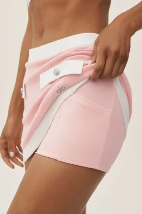 Bawełniano-kaszmirowa spódnica High-Waist capri „Dream” – słoneczny róż/biały