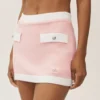 Bawełniano-kaszmirowa spódnica High-Waist capri „Dream” – słoneczny róż/biały