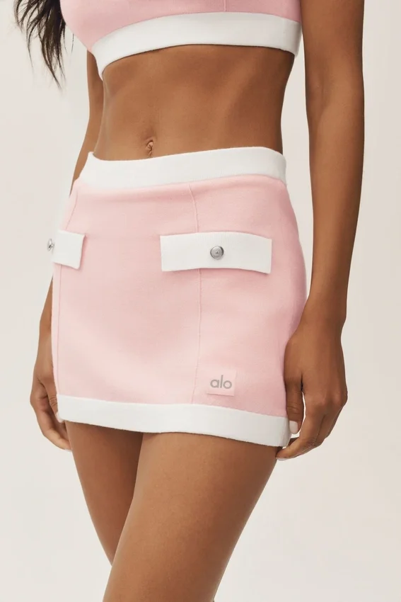 Bawełniano-kaszmirowa spódnica High-Waist capri „Dream” – słoneczny róż/biały