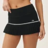 Bawełniano-kaszmirowa spódnica tenisowa „High-Waist” – czarna/biała