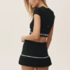 Bawełniano-kaszmirowa spódnica tenisowa „High-Waist” – czarna/biała