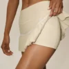 Bawełniano-kaszmirowa spódnica tenisowa „High-Waist” – piaskowy beż/biały