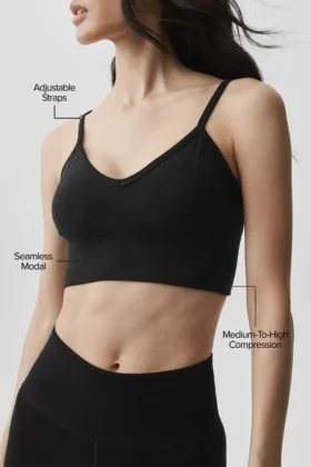 Bezszwowa braletka „Ribbed Delight” z modalu – czarna