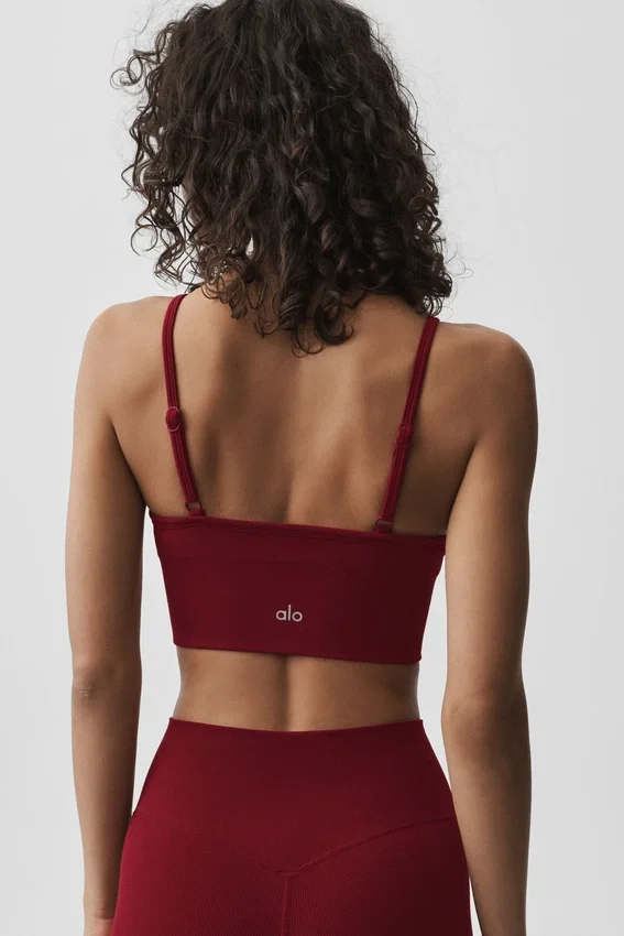 Bezszwowa braletka z modalu z prążkowanym wzorem „Delight” – kolor Summer Romance Red