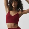 Bezszwowa braletka z modalu z prążkowanym wzorem „Delight” – kolor Summer Romance Red