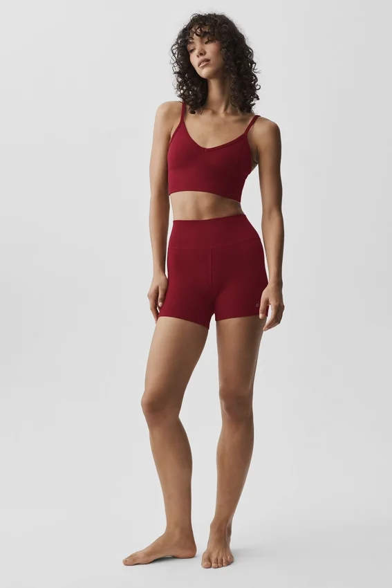 Bezszwowa braletka z modalu z prążkowanym wzorem „Delight” – kolor Summer Romance Red