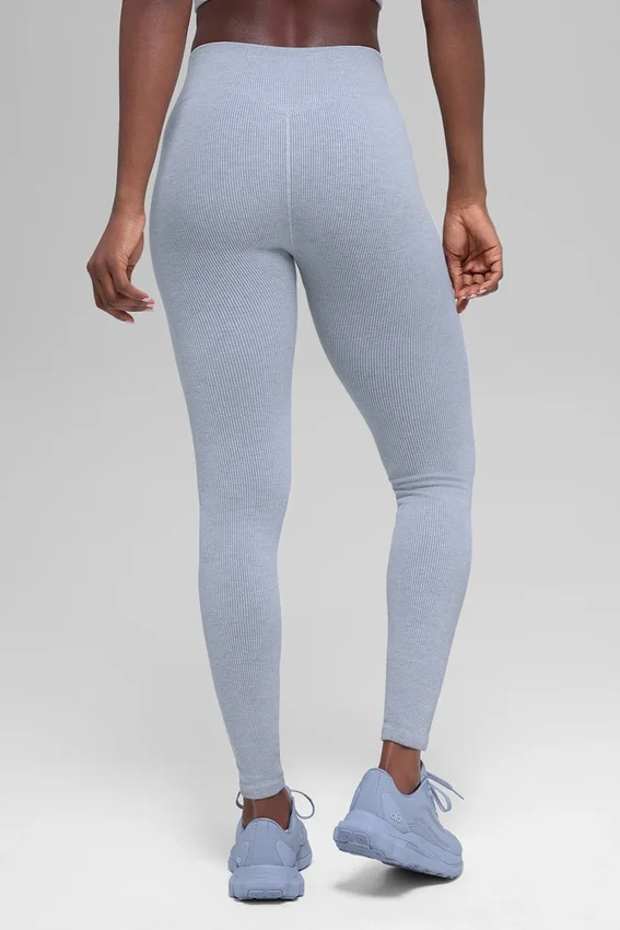 Bezszwowe High-Waist legginsy w dwa odcienie z prążkowanym materiałem – Winter Frost Heather