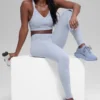 Bezszwowe High-Waist legginsy w dwa odcienie z prążkowanym materiałem – Winter Frost Heather