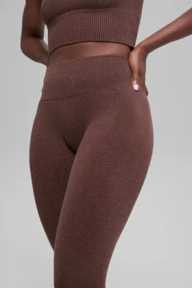 Bezszwowe High-Waist legginsy w dwóch odcieniach – Brownstone Heather